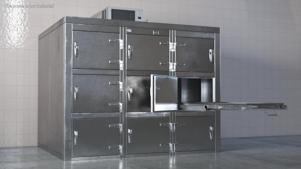 Mortuary Refrigerator with Dead Bodies Collection 3D model