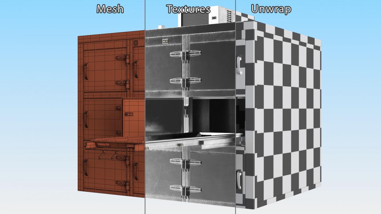 Mortuary Refrigerator with Dead Bodies Collection 3D model