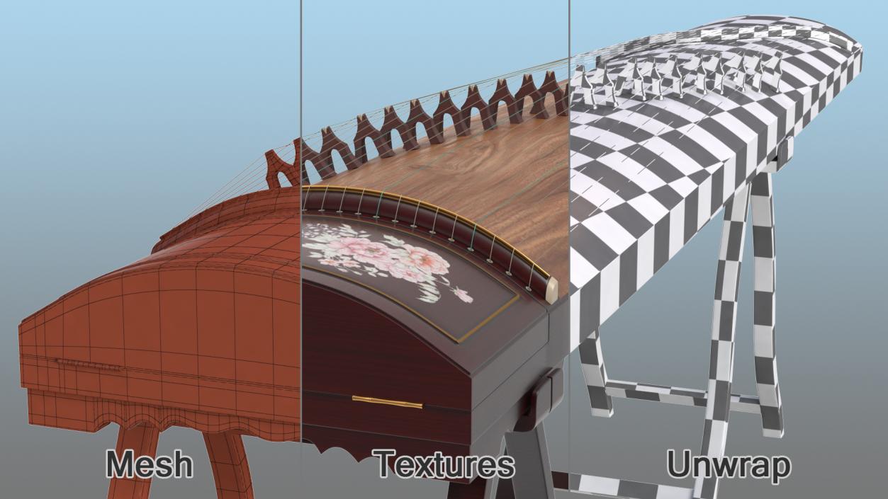 3D Traditional Stringed Instruments Collection model