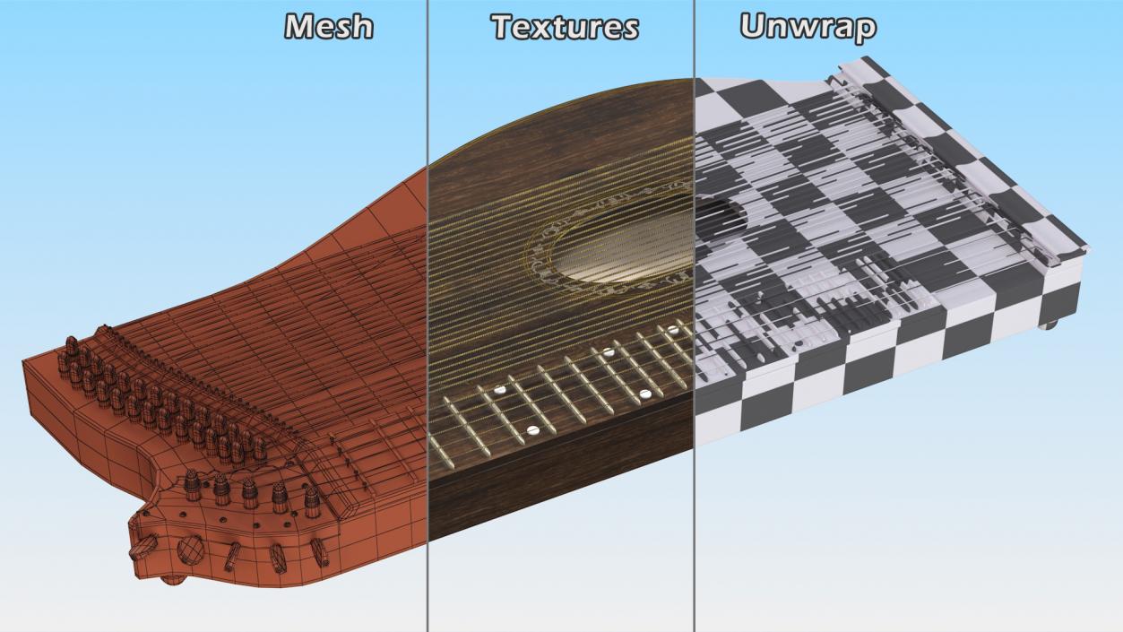 3D Traditional Stringed Instruments Collection model