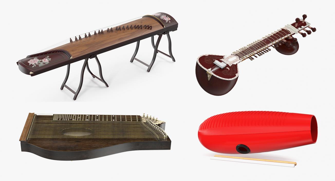 3D Traditional Stringed Instruments Collection model