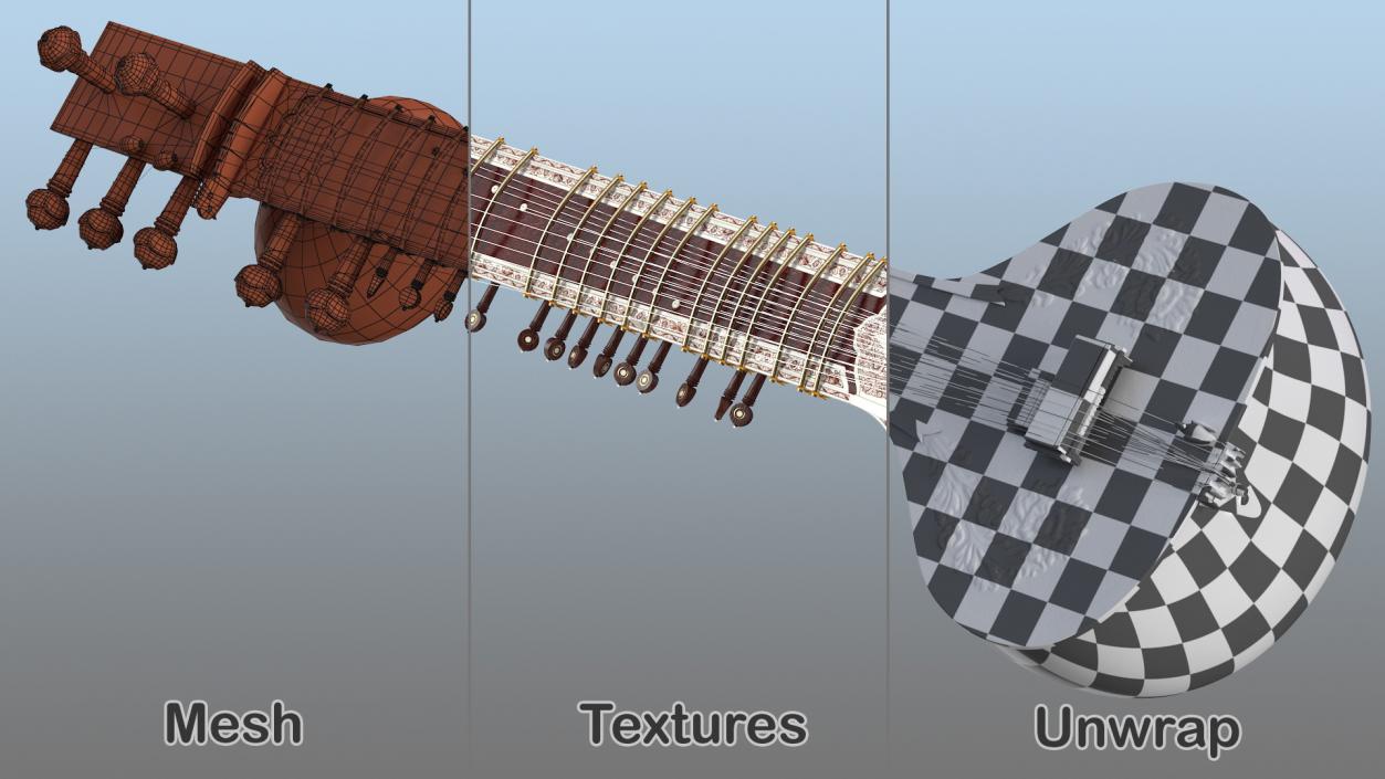 3D Traditional Stringed Instruments Collection model