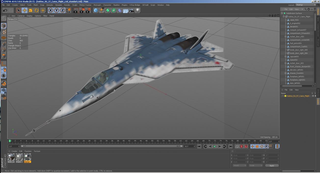 Sukhoi SU 57 Camo Flight 3D model