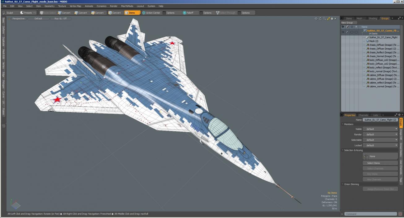 Sukhoi SU 57 Camo Flight 3D model