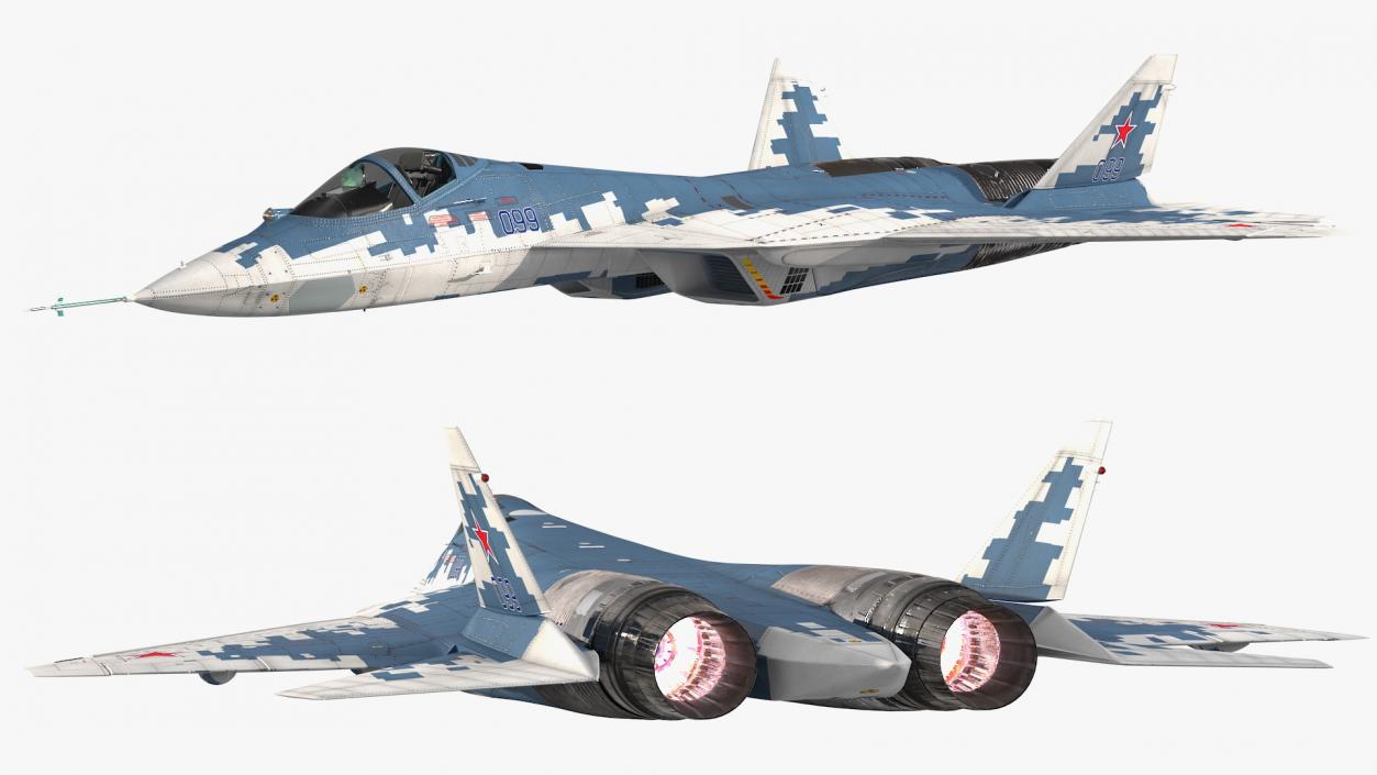 Sukhoi SU 57 Camo Flight 3D model