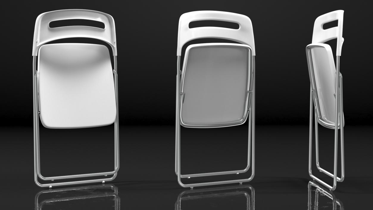 Plastic Folding Chair White Folded 3D model