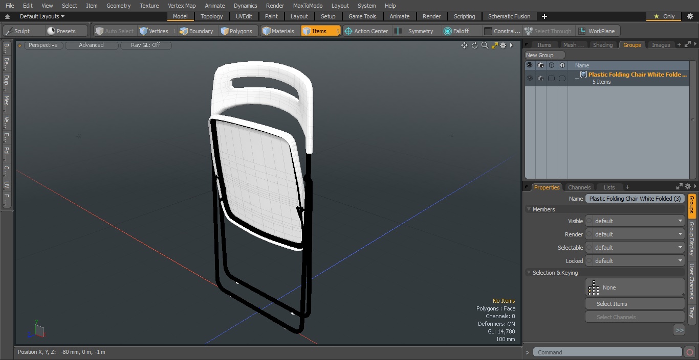 Plastic Folding Chair White Folded 3D model