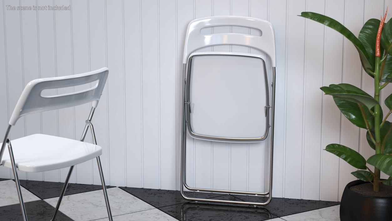 Plastic Folding Chair White Folded 3D model