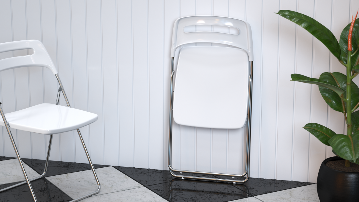 Plastic Folding Chair White Folded 3D model