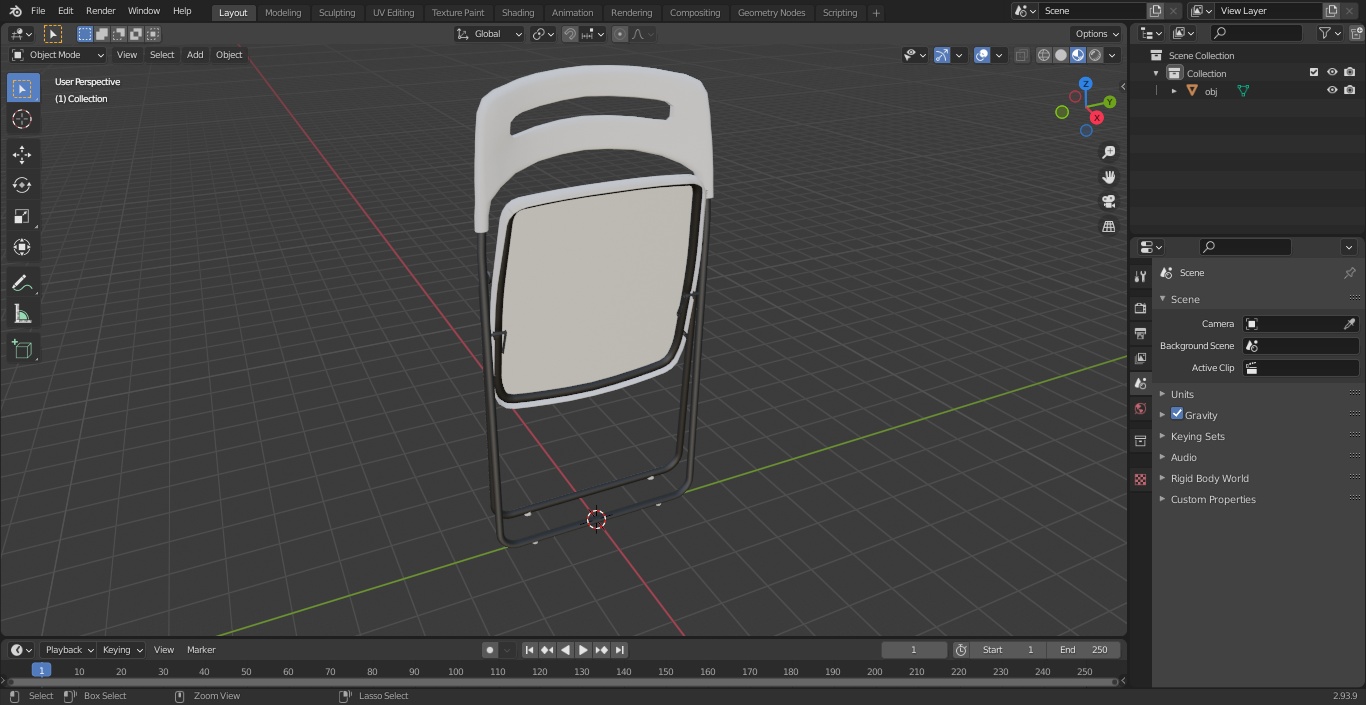 Plastic Folding Chair White Folded 3D model