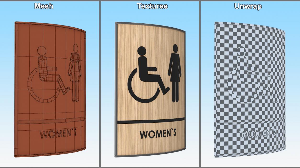 3D Womens Accessible Restroom Sign