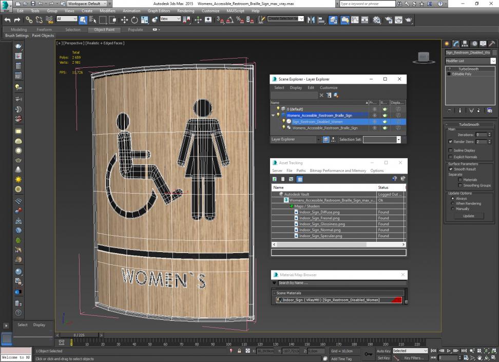 3D Womens Accessible Restroom Sign