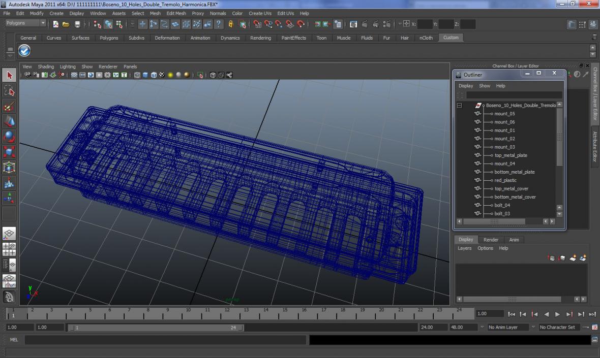 3D model Boseno 10 Holes Double Tremolo Harmonica