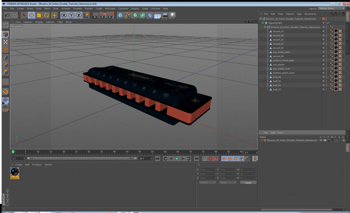 3D model Boseno 10 Holes Double Tremolo Harmonica