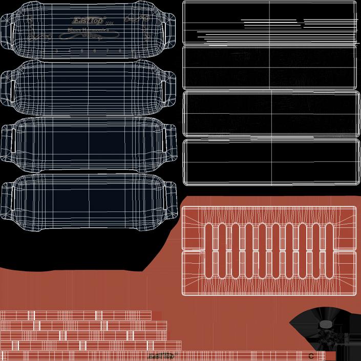 3D model Boseno 10 Holes Double Tremolo Harmonica