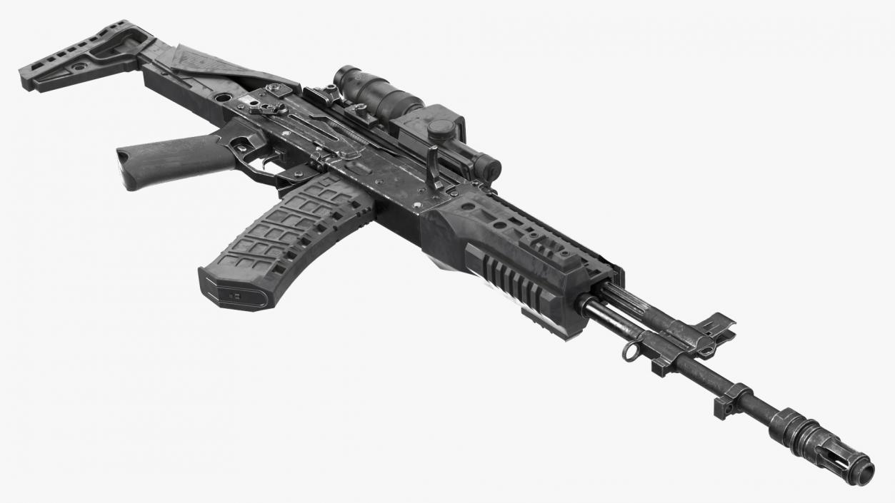 Shabby Military Assault Rifle AK-12 with Optics 3D