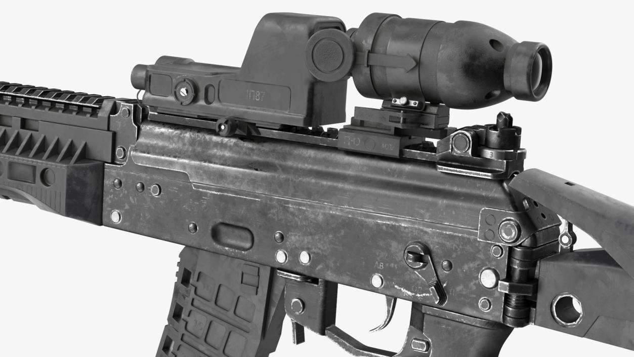 Shabby Military Assault Rifle AK-12 with Optics 3D