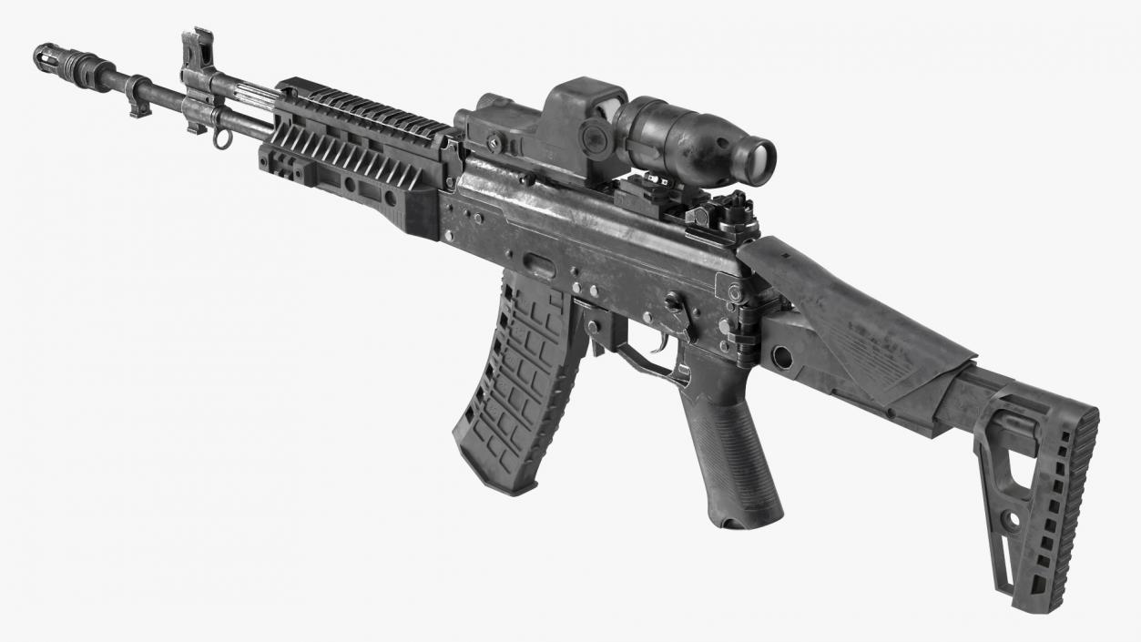 Shabby Military Assault Rifle AK-12 with Optics 3D