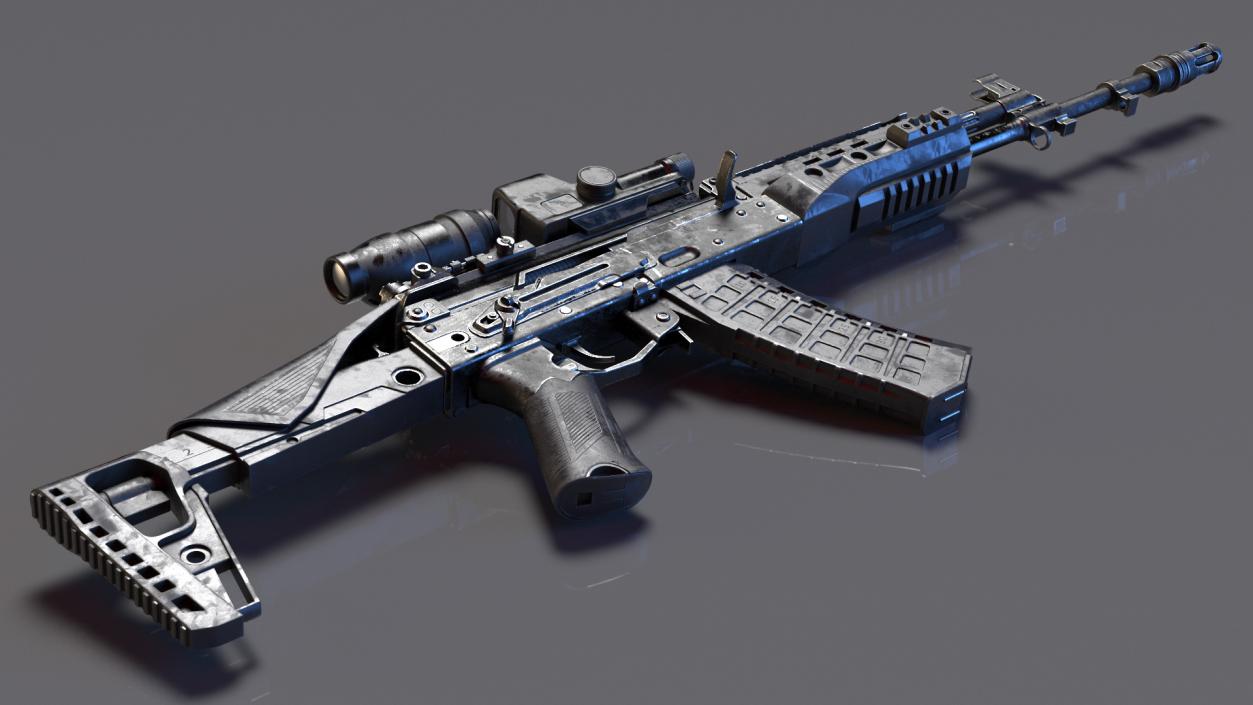 Shabby Military Assault Rifle AK-12 with Optics 3D