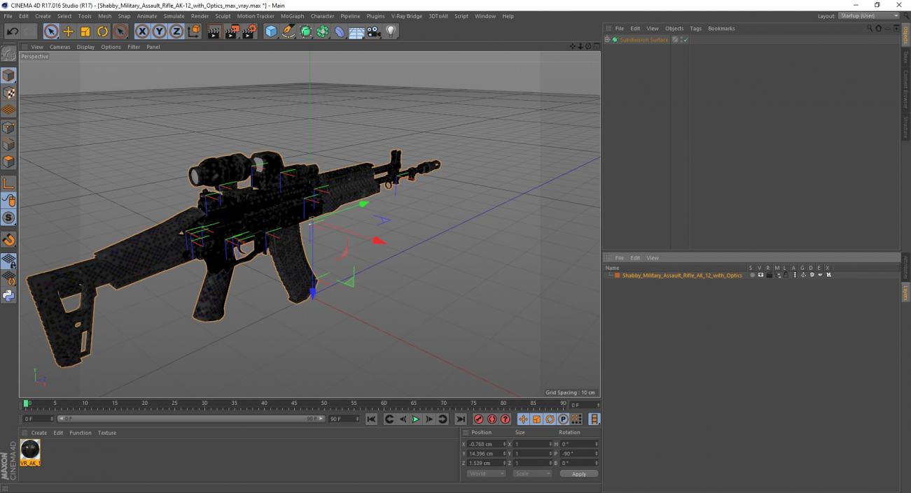 Shabby Military Assault Rifle AK-12 with Optics 3D