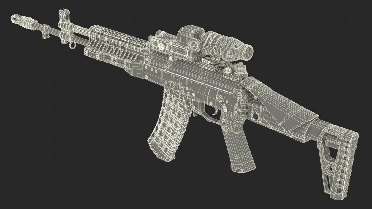 Shabby Military Assault Rifle AK-12 with Optics 3D