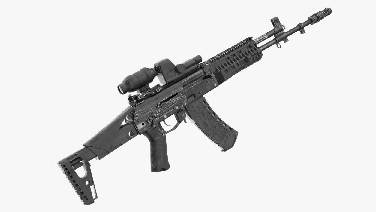 Shabby Military Assault Rifle AK-12 with Optics 3D