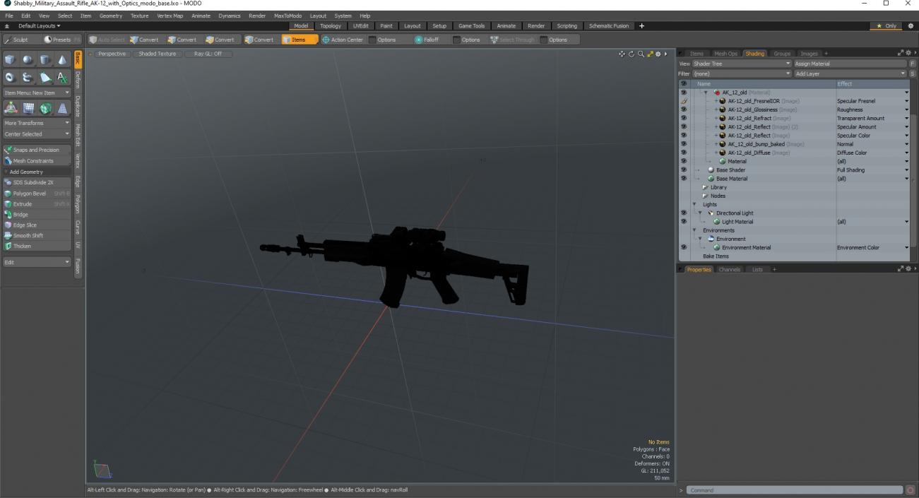 Shabby Military Assault Rifle AK-12 with Optics 3D