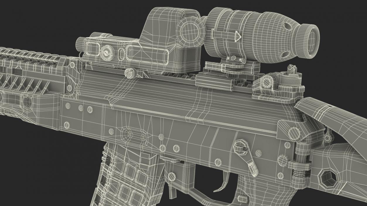 Shabby Military Assault Rifle AK-12 with Optics 3D