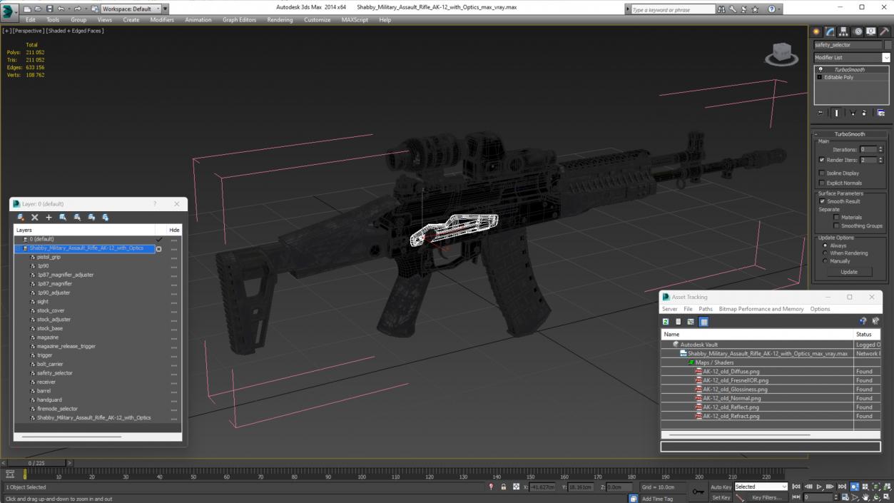 Shabby Military Assault Rifle AK-12 with Optics 3D