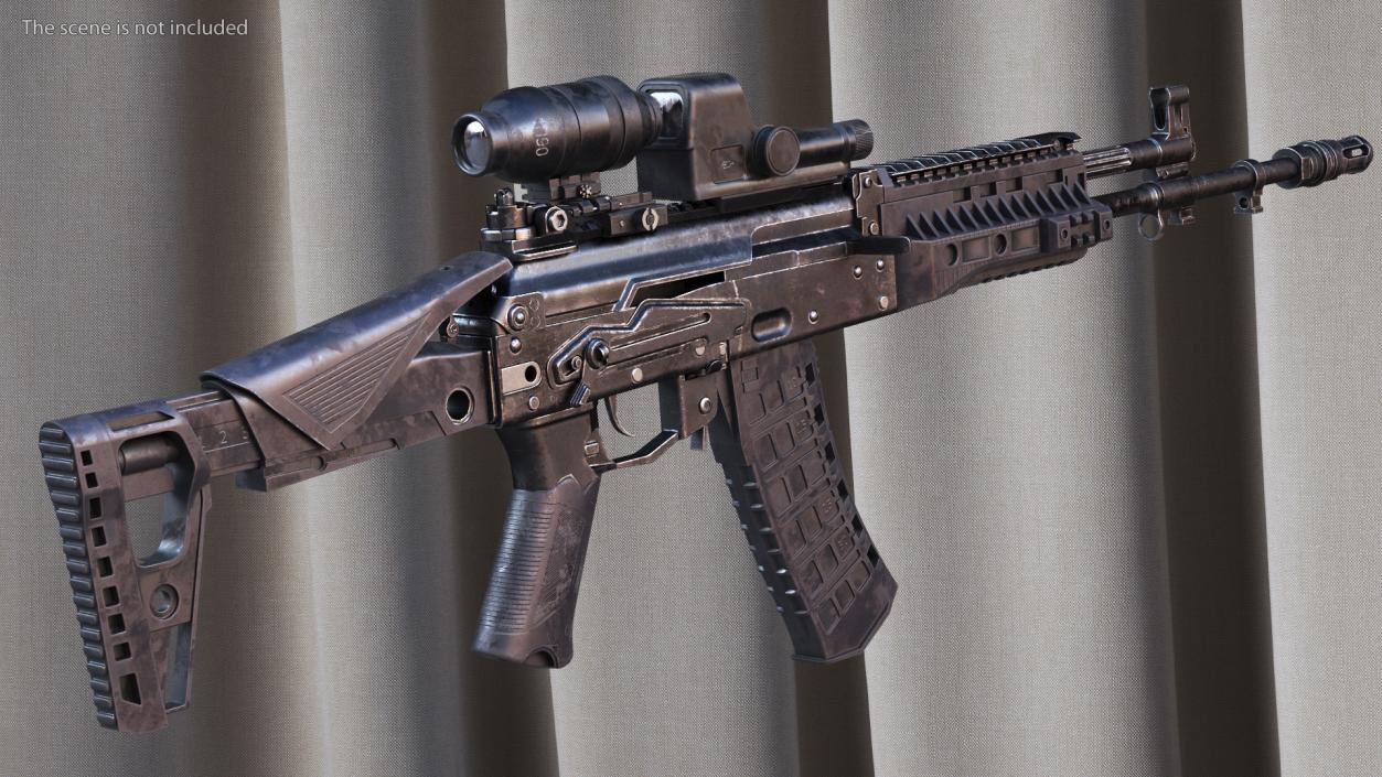 Shabby Military Assault Rifle AK-12 with Optics 3D