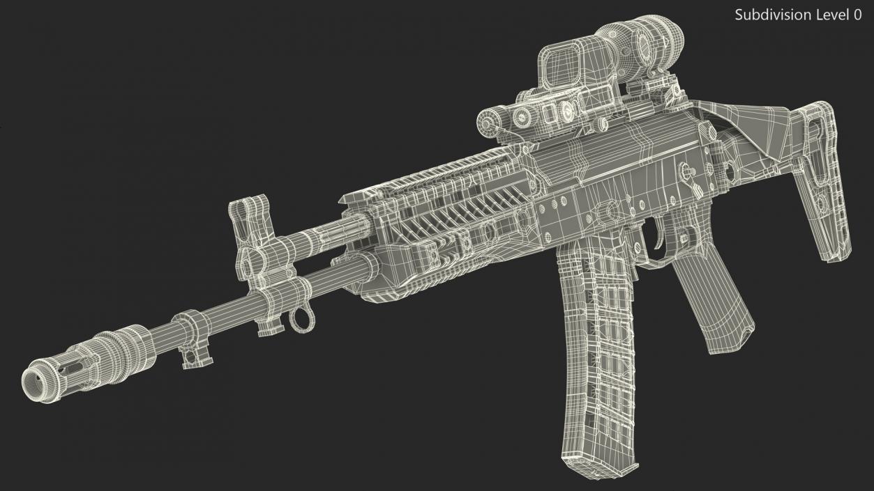 Shabby Military Assault Rifle AK-12 with Optics 3D