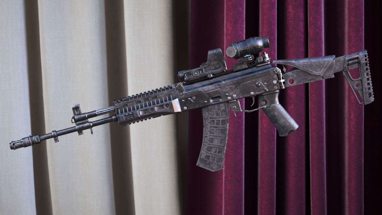 Shabby Military Assault Rifle AK-12 with Optics 3D