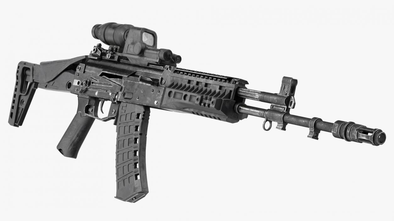 Shabby Military Assault Rifle AK-12 with Optics 3D