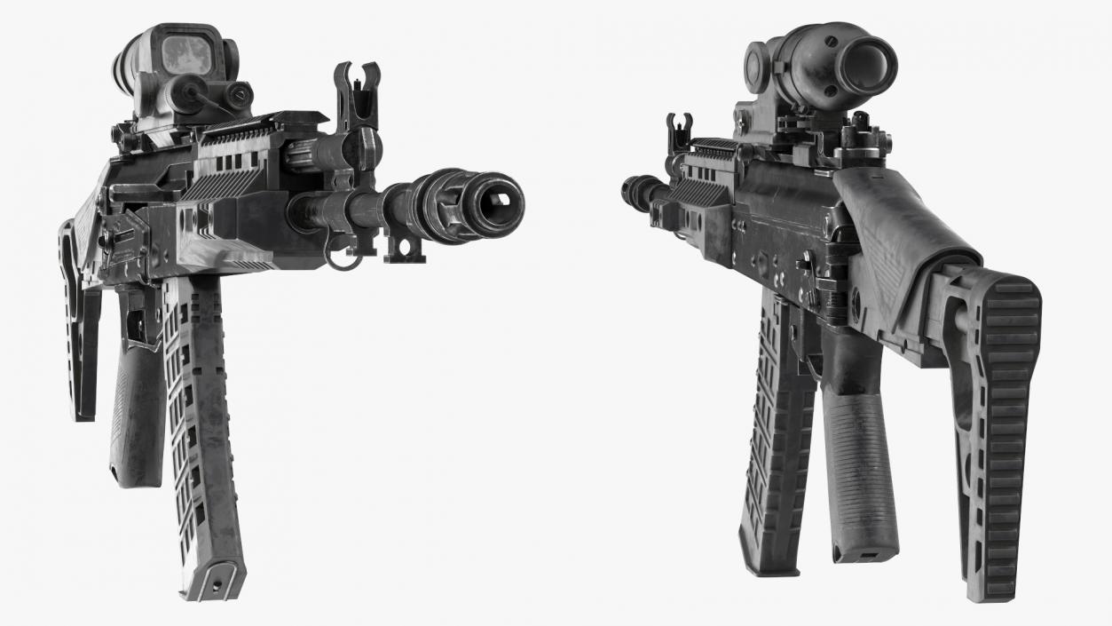 Shabby Military Assault Rifle AK-12 with Optics 3D