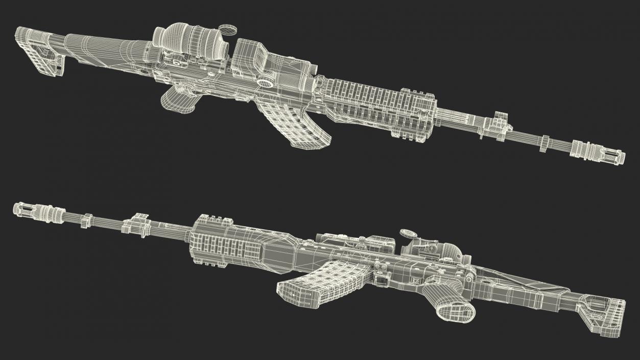 Shabby Military Assault Rifle AK-12 with Optics 3D