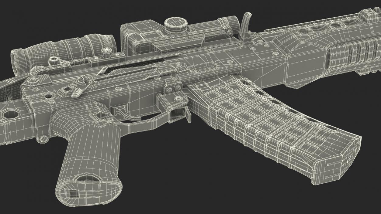 Shabby Military Assault Rifle AK-12 with Optics 3D