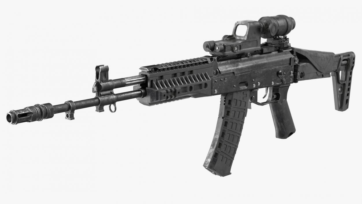 Shabby Military Assault Rifle AK-12 with Optics 3D