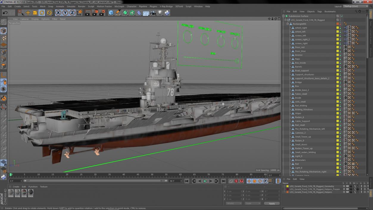 3D USS Gerald Ford CVN 78 Rigged for Cinema 4D model