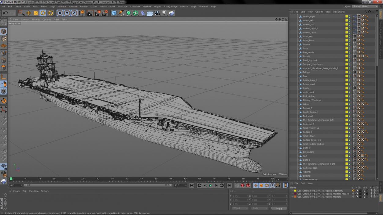 3D USS Gerald Ford CVN 78 Rigged for Cinema 4D model