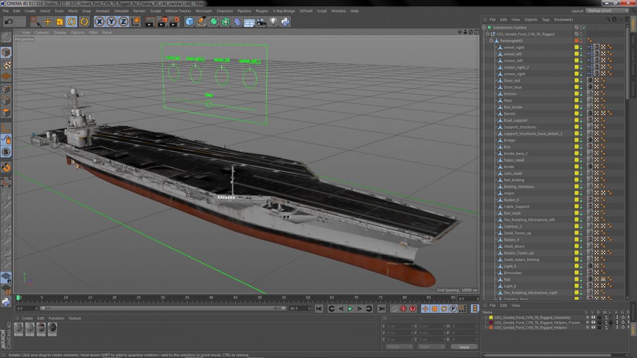 3D USS Gerald Ford CVN 78 Rigged for Cinema 4D model