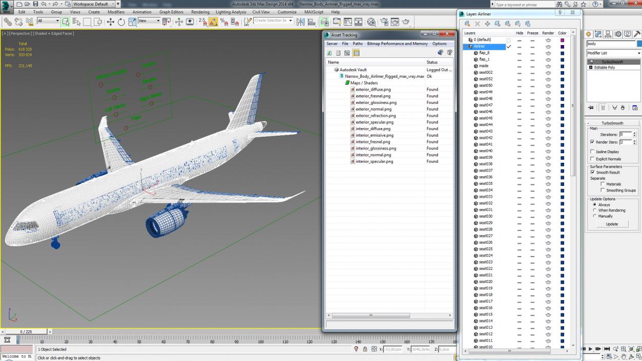 Narrow Body Airliner Rigged 3D