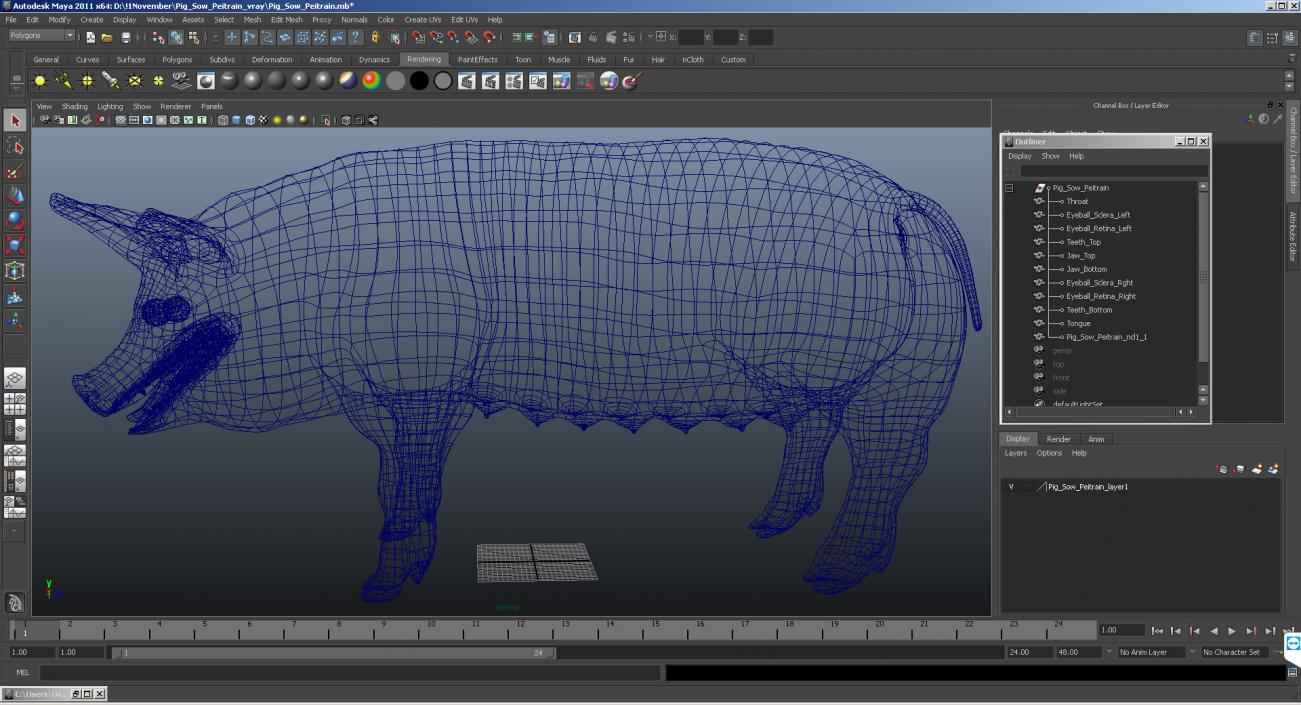 Hampshire Pig Sow 3D