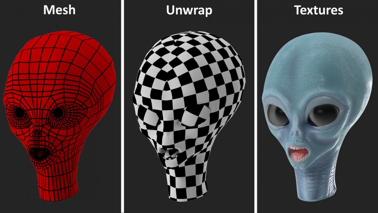 3D Space Alien Heads Collection model