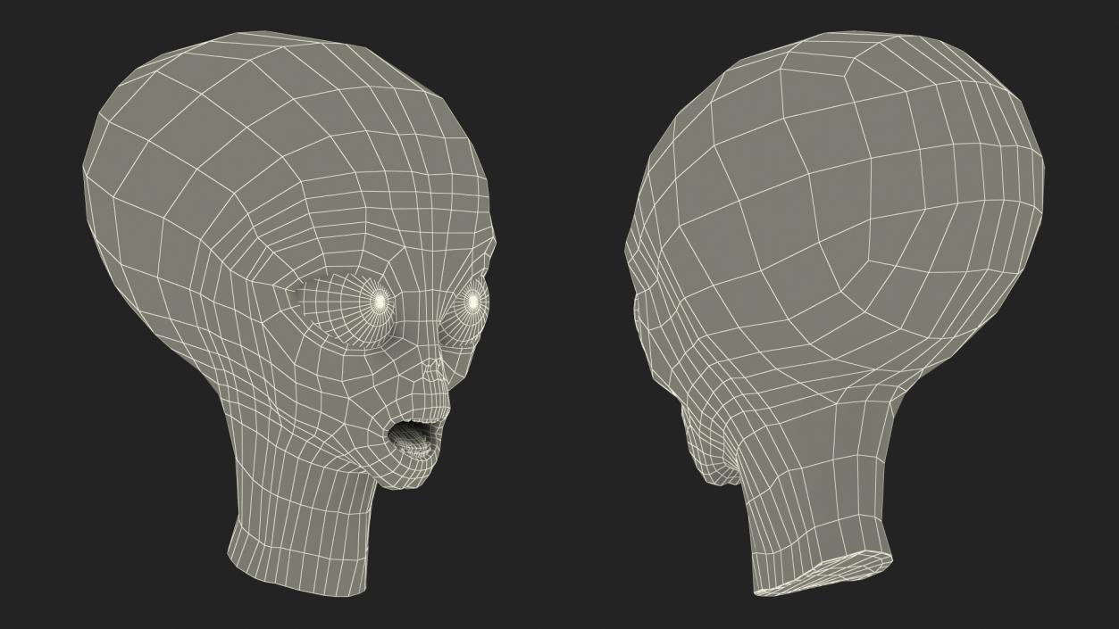 3D Space Alien Heads Collection model