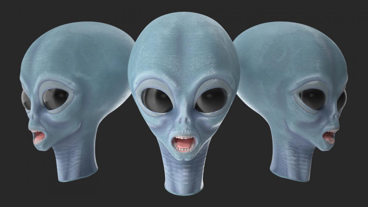 3D Space Alien Heads Collection model