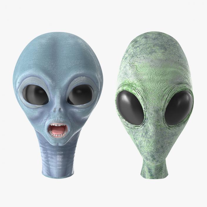 3D Space Alien Heads Collection model