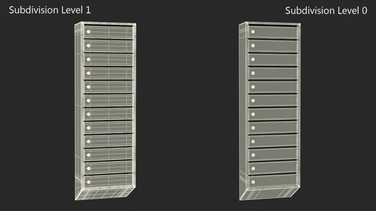 3D Block of 12 Apartment Mailboxes