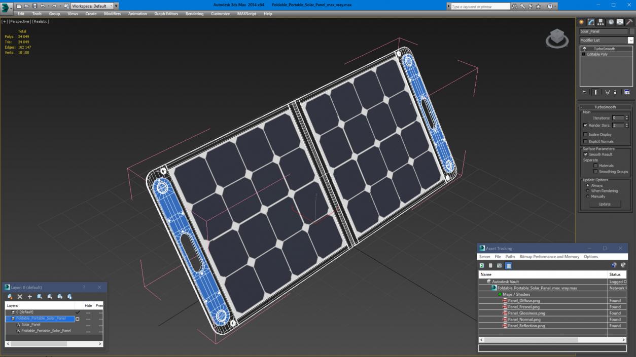 Foldable Portable Solar Panel 3D model