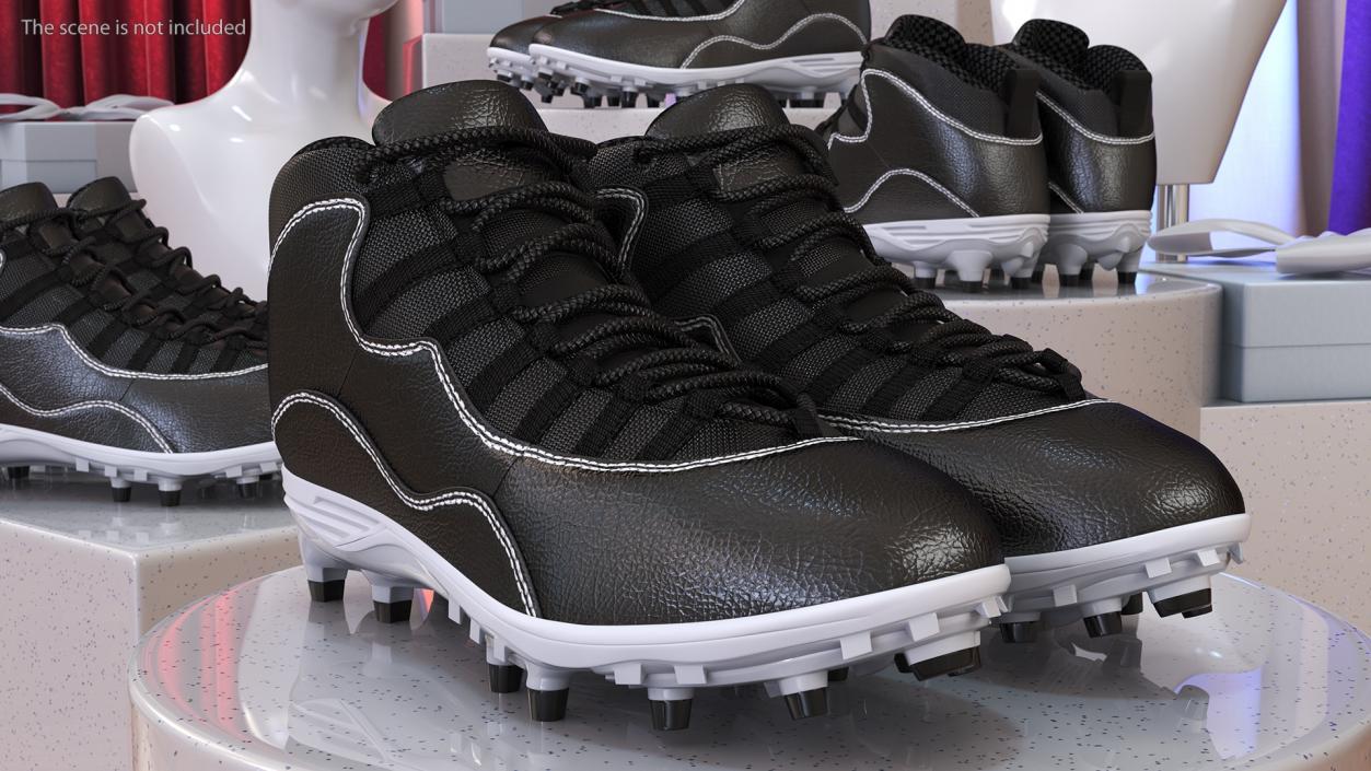 3D Baseball Cleats Black