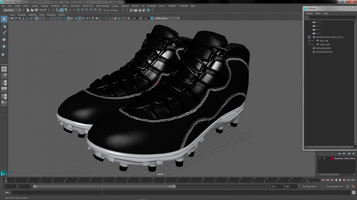 3D Baseball Cleats Black